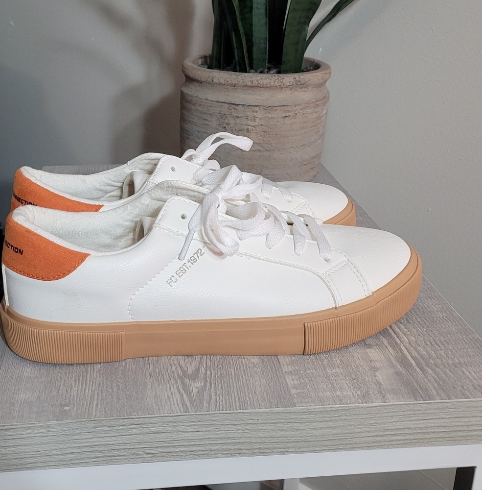 French Connection White and Orange Sneakers